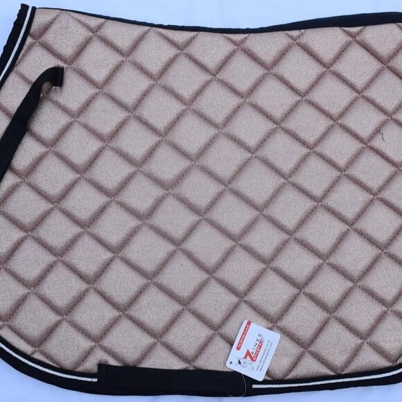 Glitter Rose Gold All Purpose English Saddle Pad with Matching Fly Bonnet, Boots - Picture 5 of 8